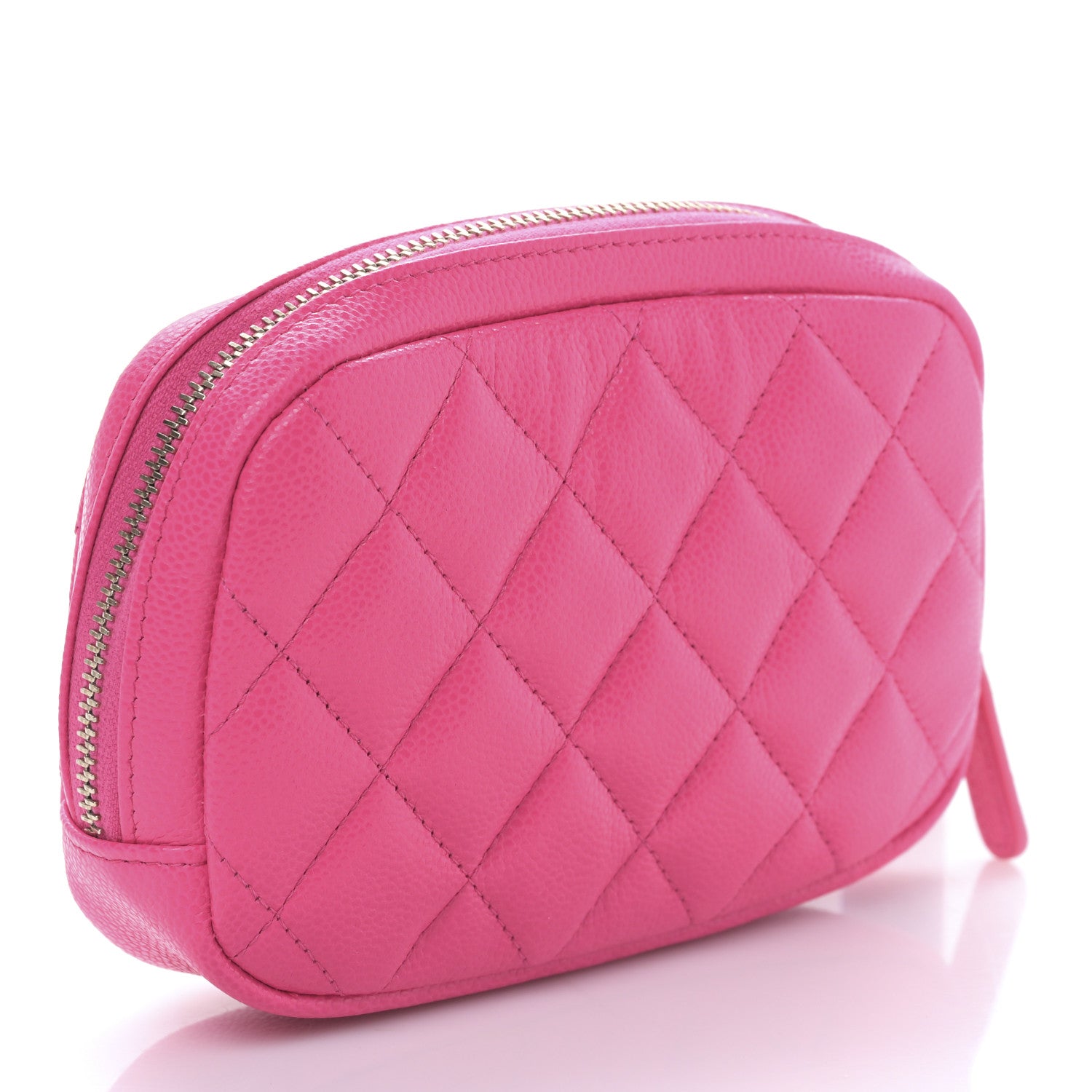 Chanel Caviar Quilted Small Curvy Pouch Cosmetic Case Pink 3 of 9