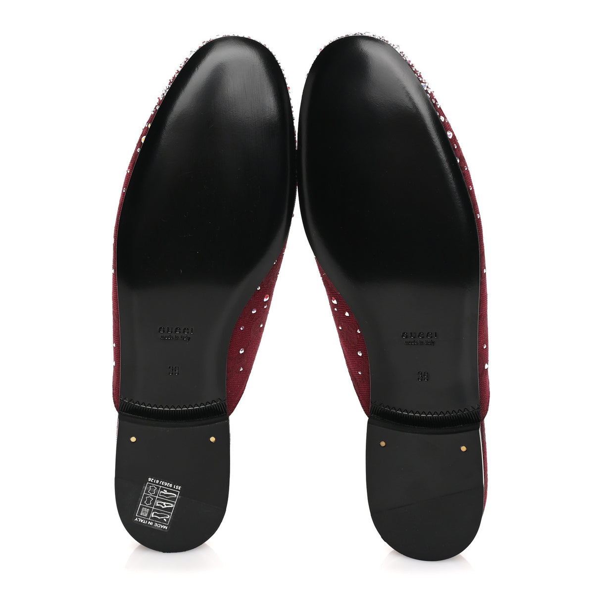 Crystal Canvas GG Monogram Nappa Womens Princetown Slippers 39 6 Rosso Ancora