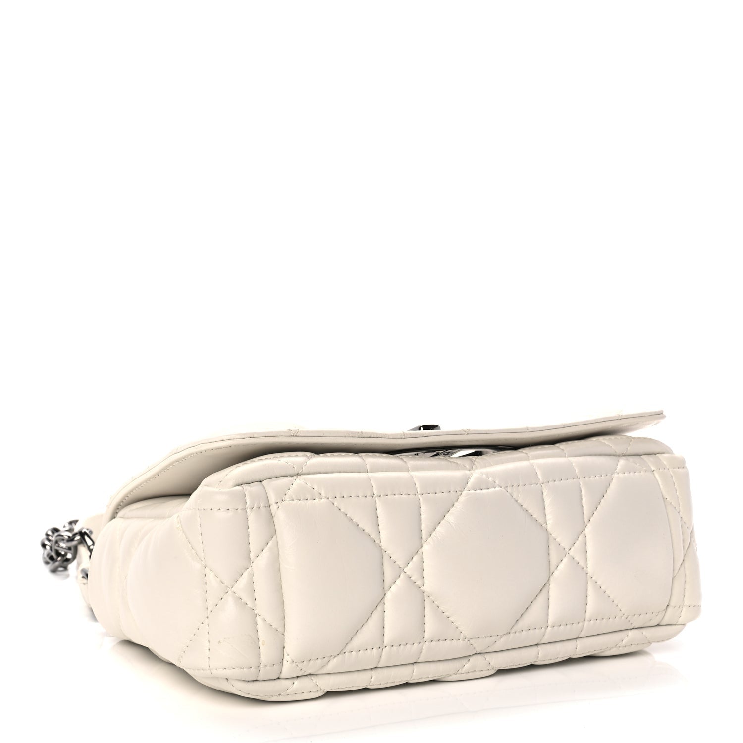 Christian Dior Calfskin Macrocannage Small Dior Caro Bag Ivory 3 of 9