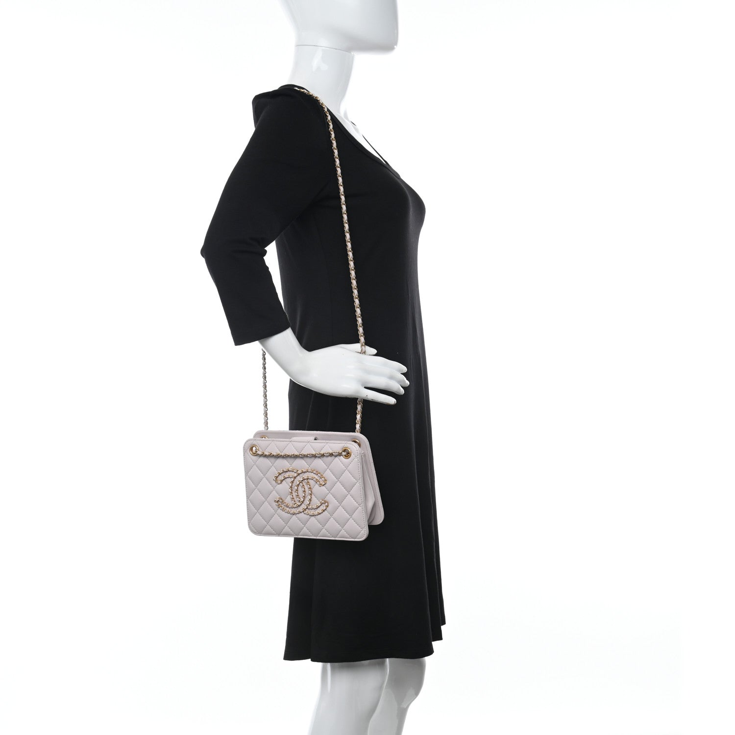 Chanel Calfskin Quilted Small CC Chain Accordion Tote Light Pink 2 of 10