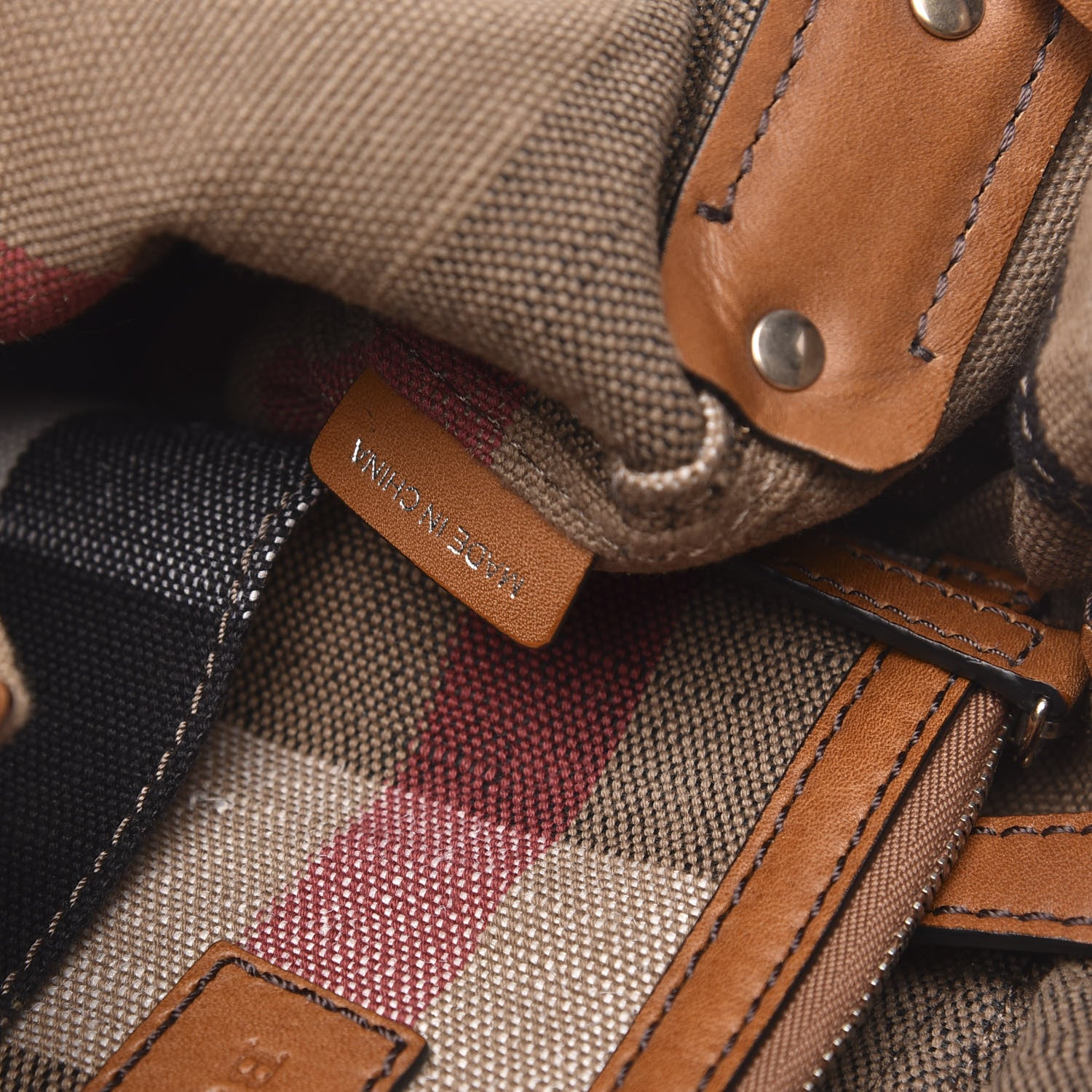 Burberry Canvas Mega Check Medium Kelshall Traveller Hobo Saddle Brown 7 of 12