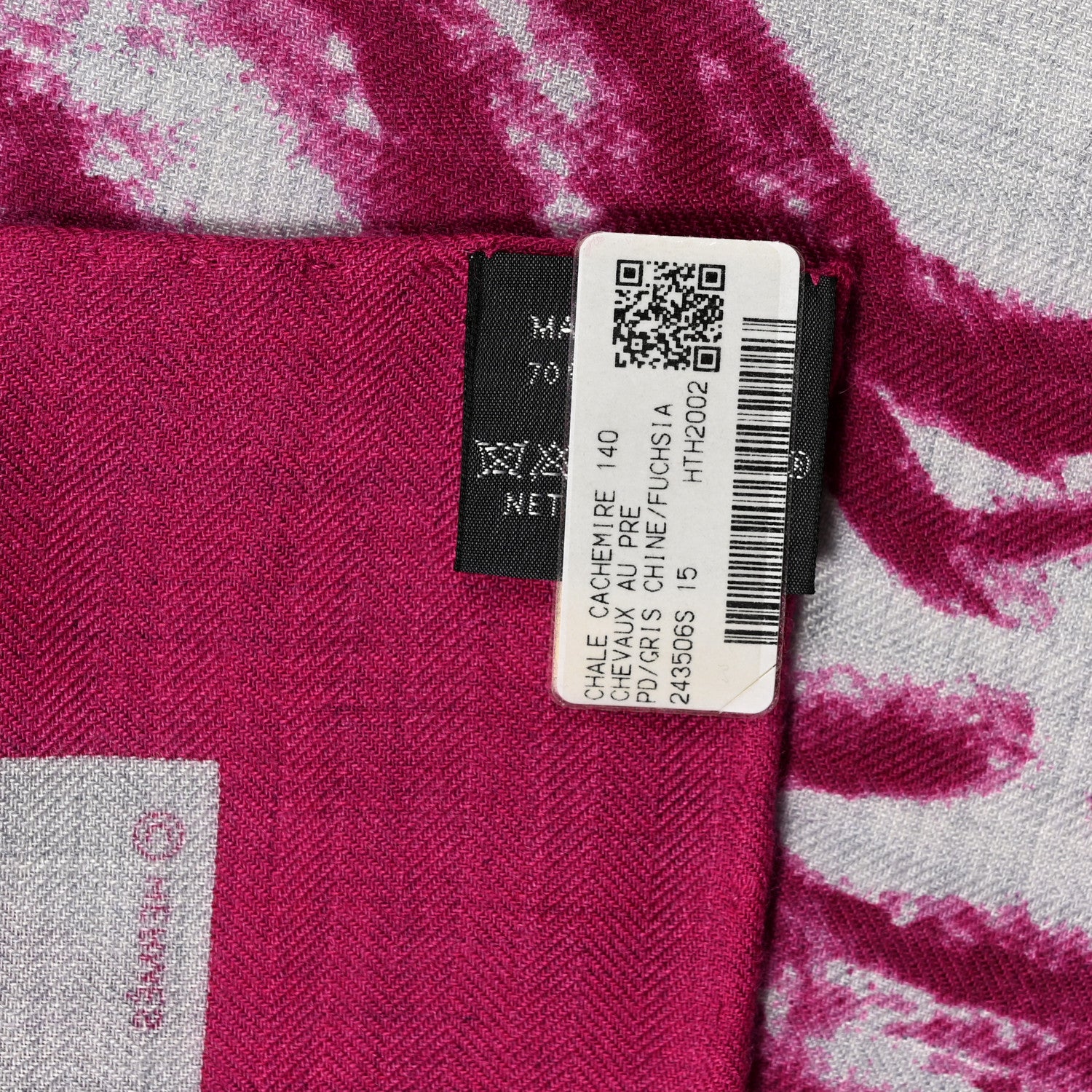 Hermes Cashmere Silk Chevaux Au Pre Shawl 140 Fuchsia 3 of 5