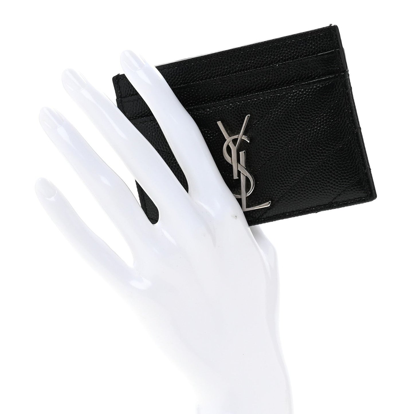 Grain De Poudre Matelasse Chevron Monogram Credit Card Case Black