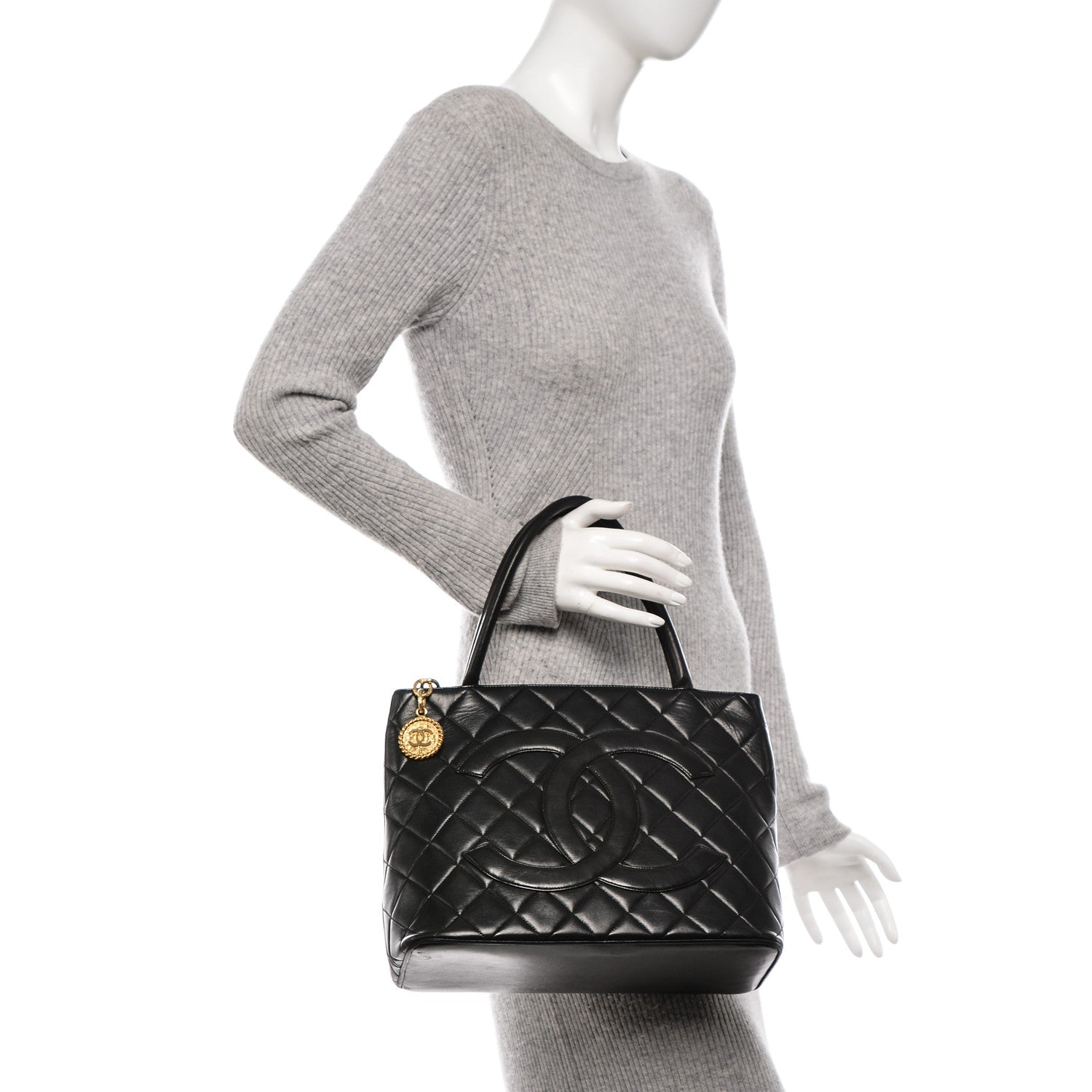 Chanel Lambskin Quilted Medallion Tote Black 2 of 11