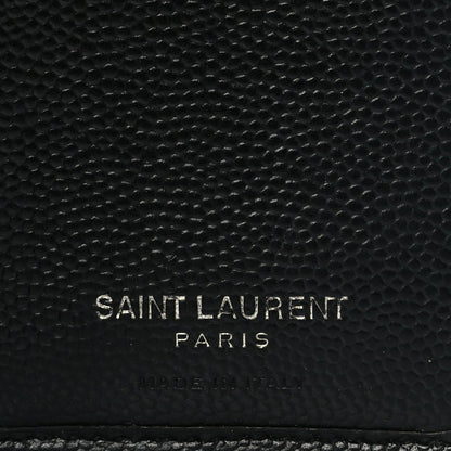 Saint Laurent Grain De Poudre Matelasse Chevron Monogram Compact Zip Around Wallet  Black 6 of 7