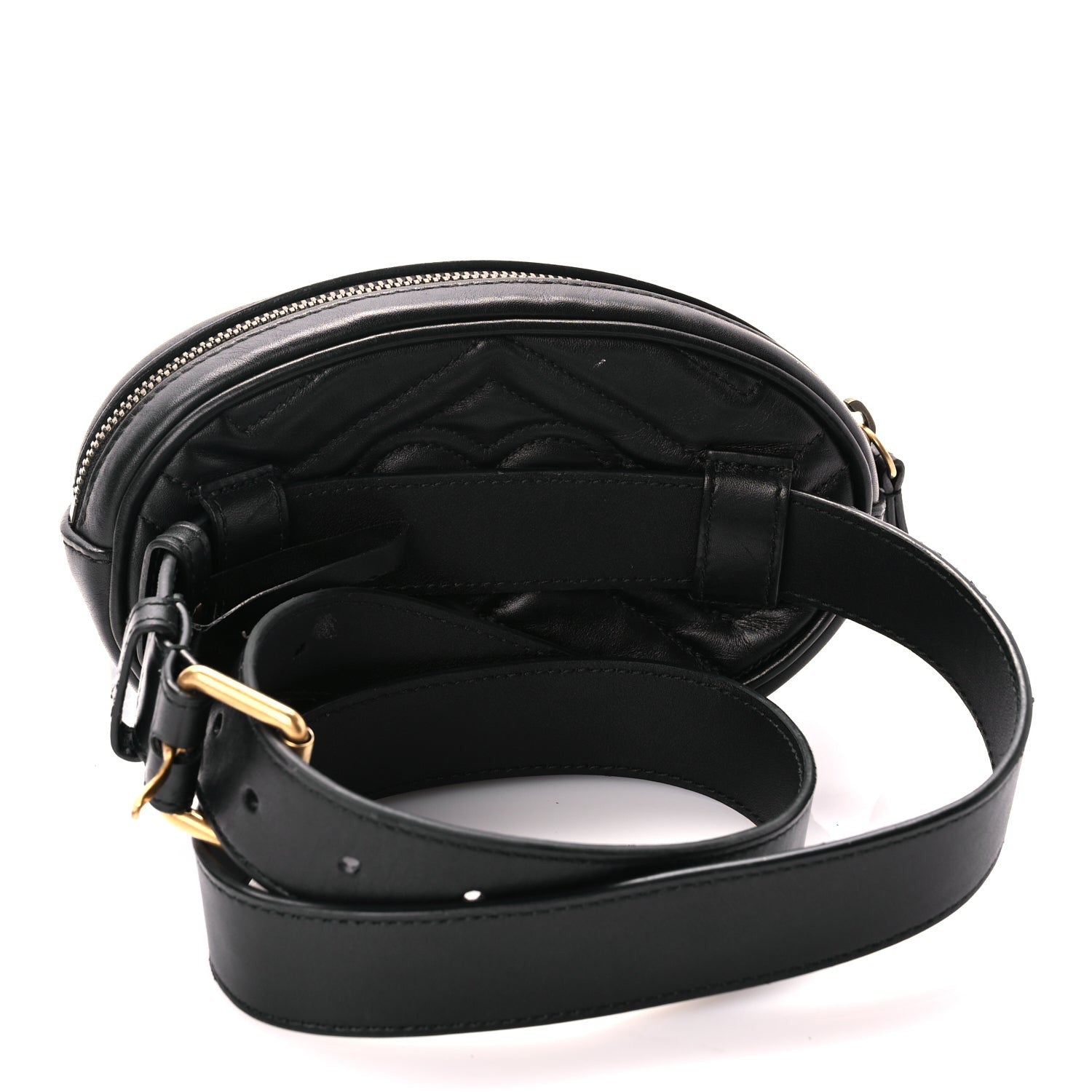Gucci Calfskin Matelasse GG Marmont Belt Bag 85 Black 2 of 10