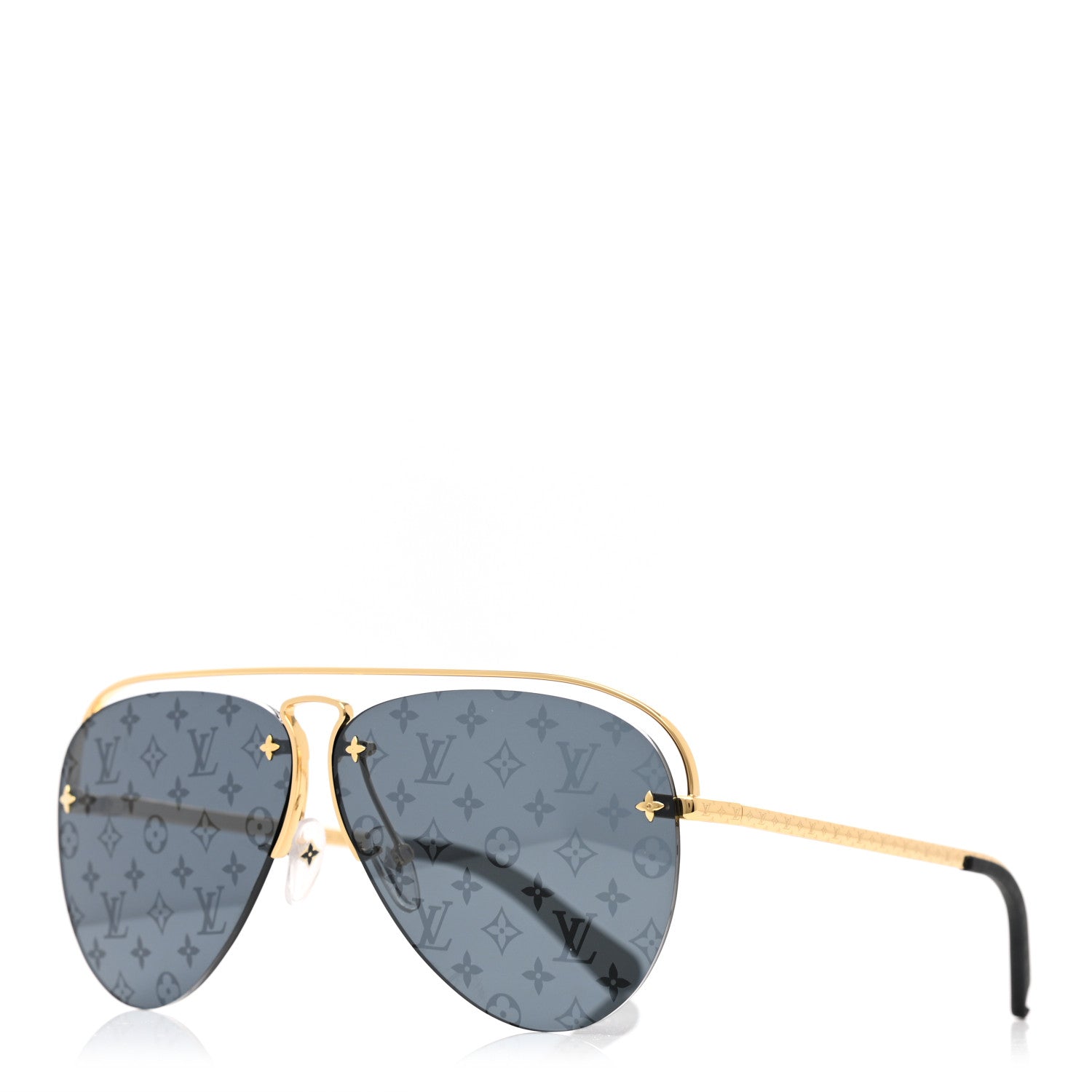 Louis Vuitton Monogram Grease Sunglasses Z1172W Gold 1 of 7