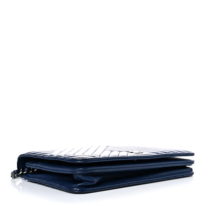 Chanel Lambskin Quilted CC Crossing Wallet On Chain WOC Blue 4 of 23