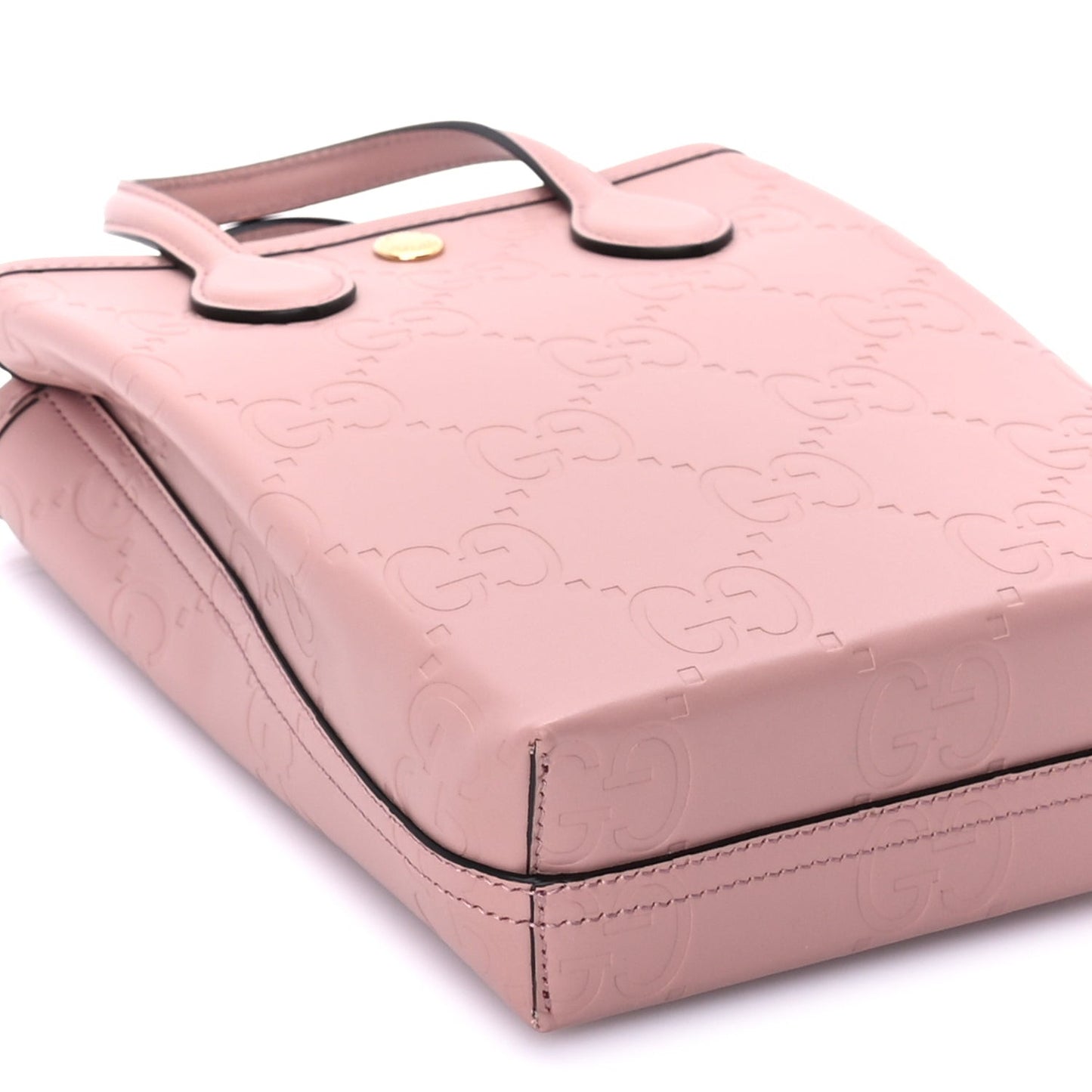 Gilbert Calfskin Jumbo GG Embossed Super Mini Tote Bag Porcelain Rose