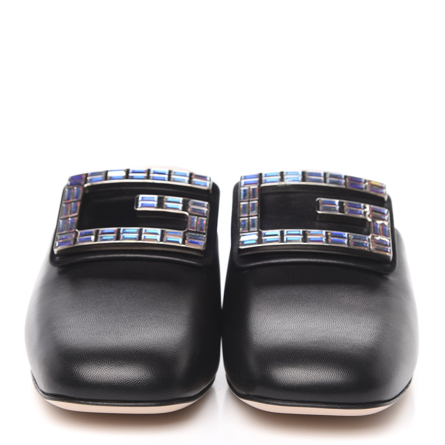 Gucci Malaga Kid Crystal Square G Madelyn Mules 36.5 Black 2 of 9