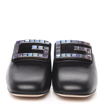 Gucci Malaga Kid Crystal Square G Madelyn Mules 36.5 Black 2 of 9