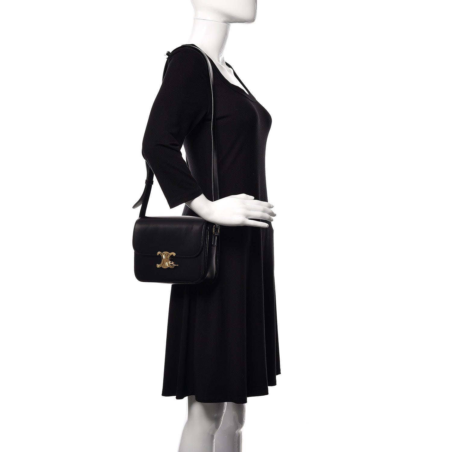 Celine Shiny Calfskin Medium Triomphe Black 2 of 6