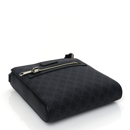 Gucci GG Supreme Monogram Web Small Flat Messenger Bag Black Grey 3 of 8