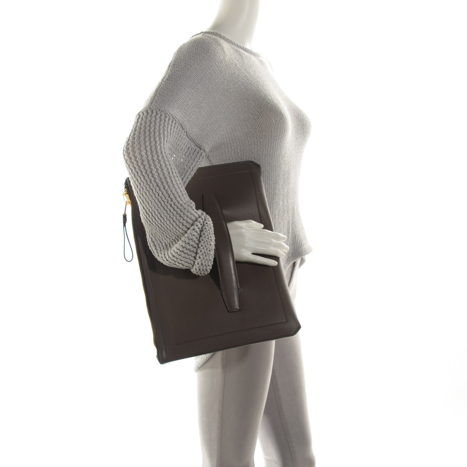 Tom Ford Pebbled Calfskin Document Case Grey 2 of 7