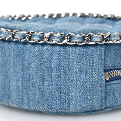 Chanel Denim Quilted Round Clutch With Chain Blue 10 of 10