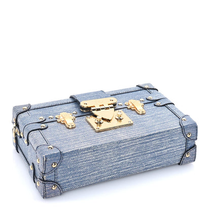 Louis Vuitton Coated Canvas Denim Petite Malle Blue 3 of 7
