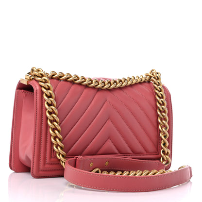 Chanel Calfskin Chevron Quilted Medium Boy Flap Pink 3 of 12