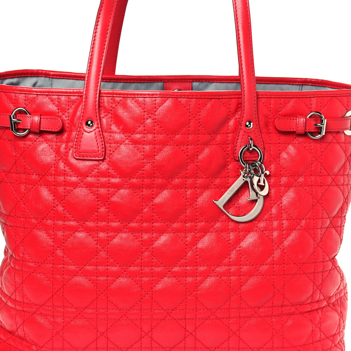 Coated Canvas Cannage Large Panarea Tote Red
