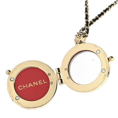 Chanel Metal Lambskin CC Crystal Locket Necklace Red 5 of 5