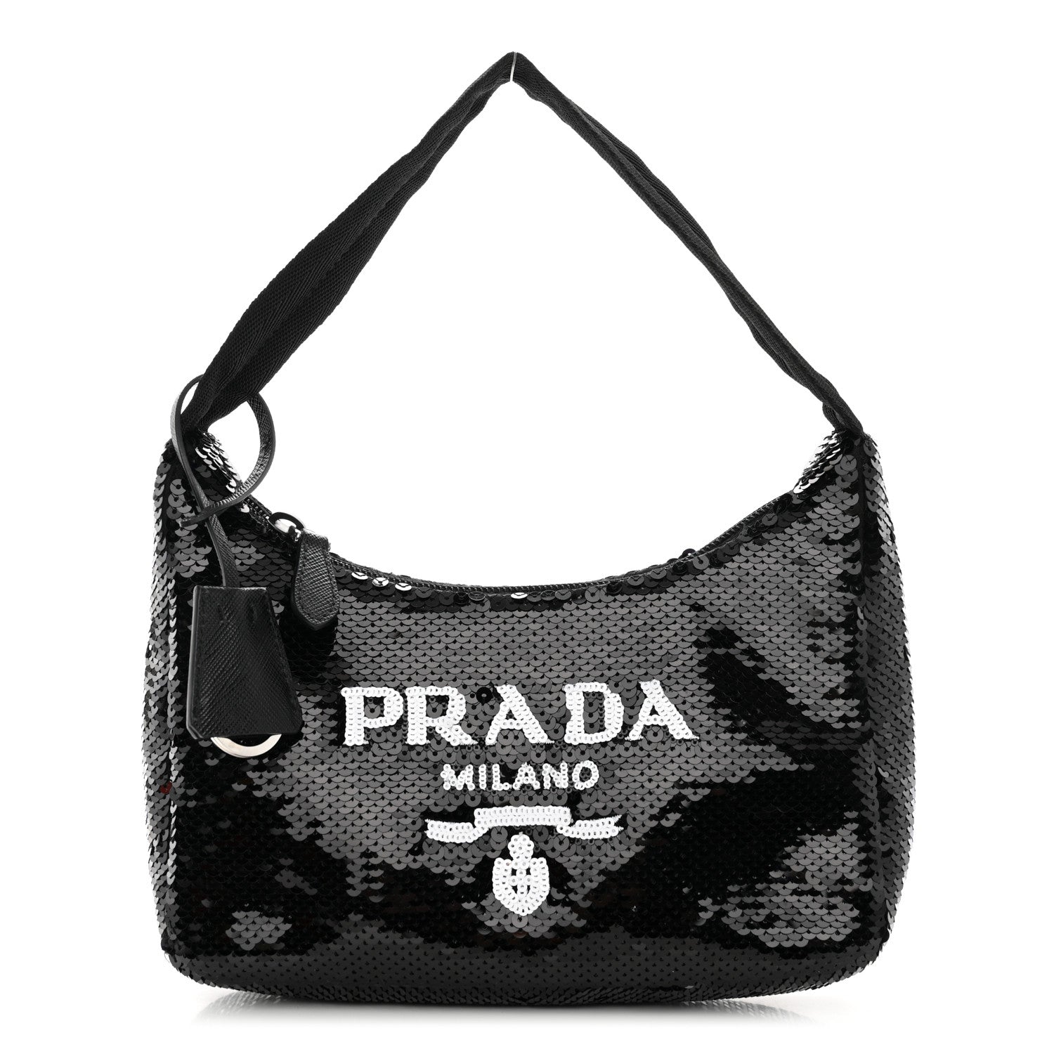 Prada Paillettes Sequin Mini Re-Edition 2000 Bag Black White 1 of 12