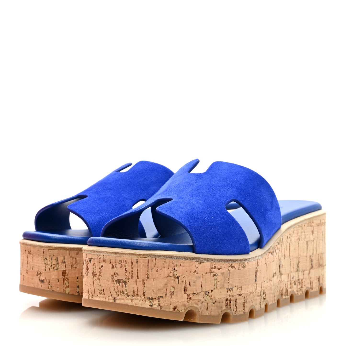 Suede Goatskin Cork Eze 30 Sandals 39 Bleu Ocean