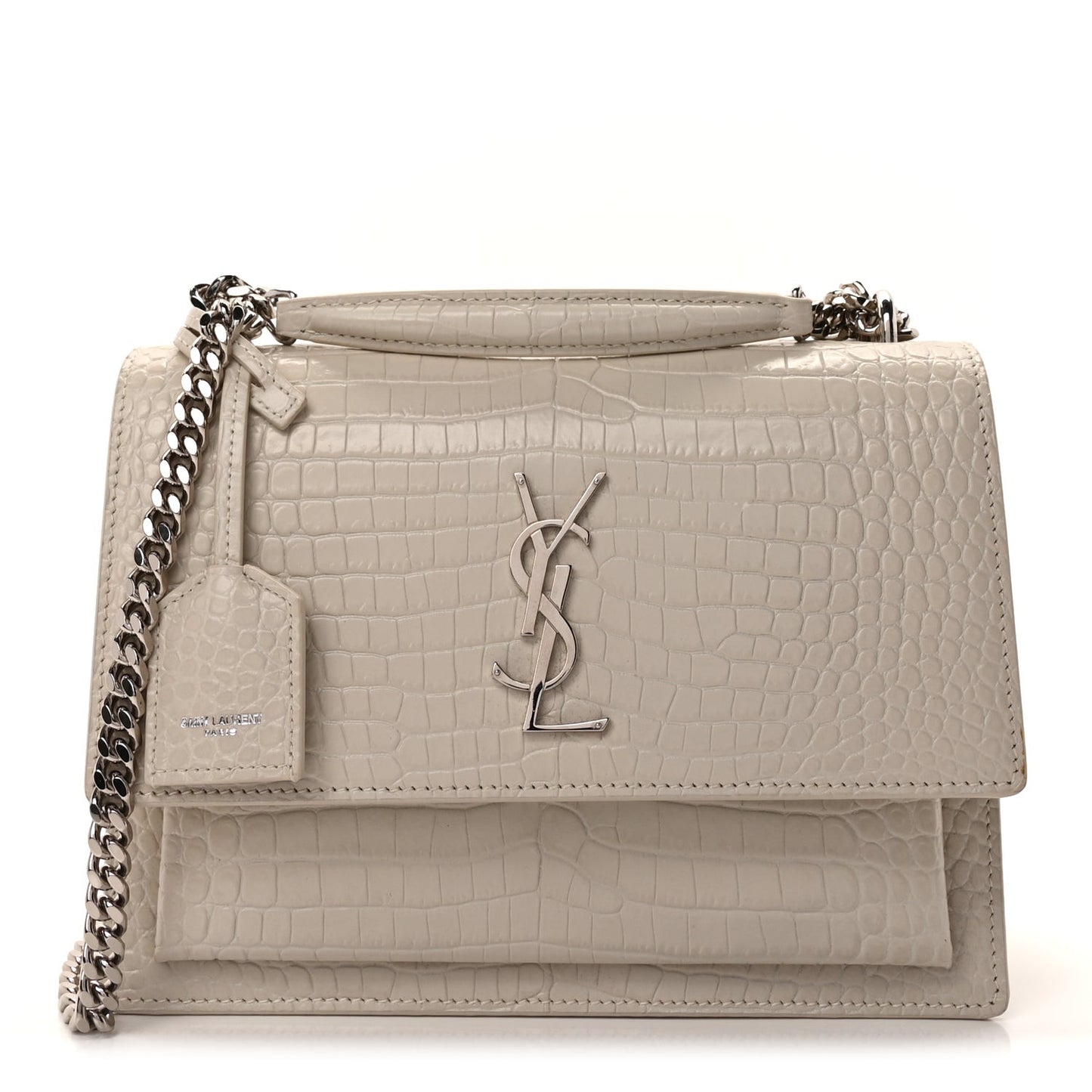 Calfskin Crocodile Embossed Medium Monogram Sunset Blanc Vintage