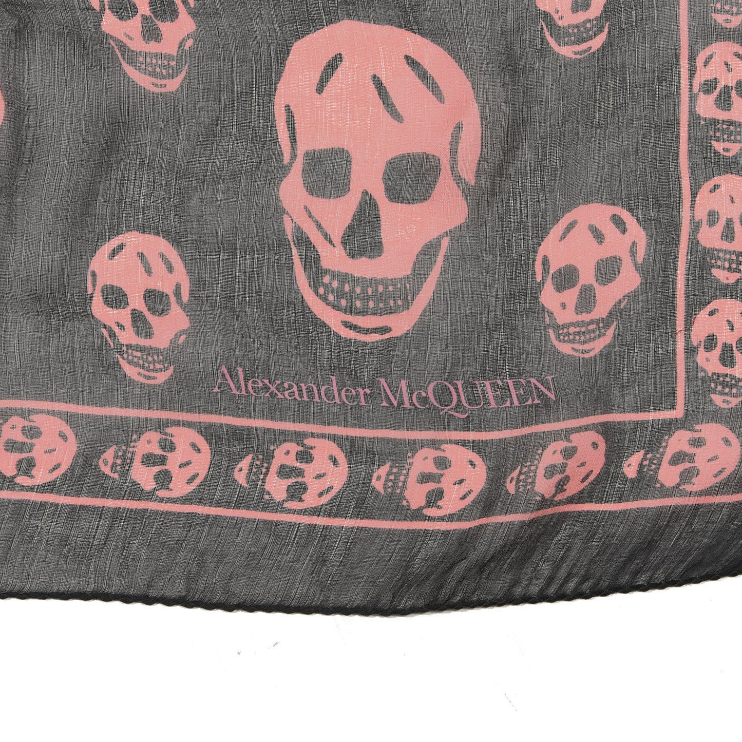Silk Skull Scarf Black Pink