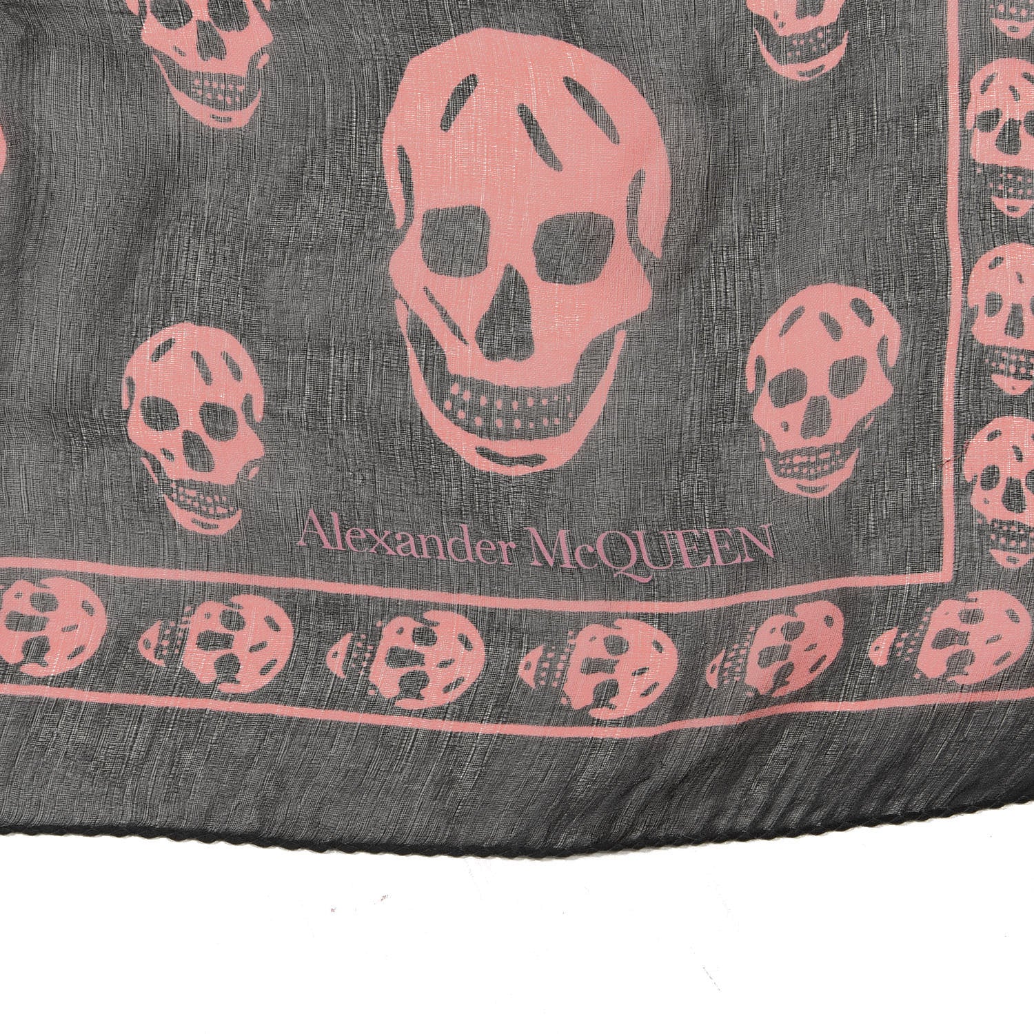 Alexander McQueen Silk Skull Scarf Black Pink 2 of 2