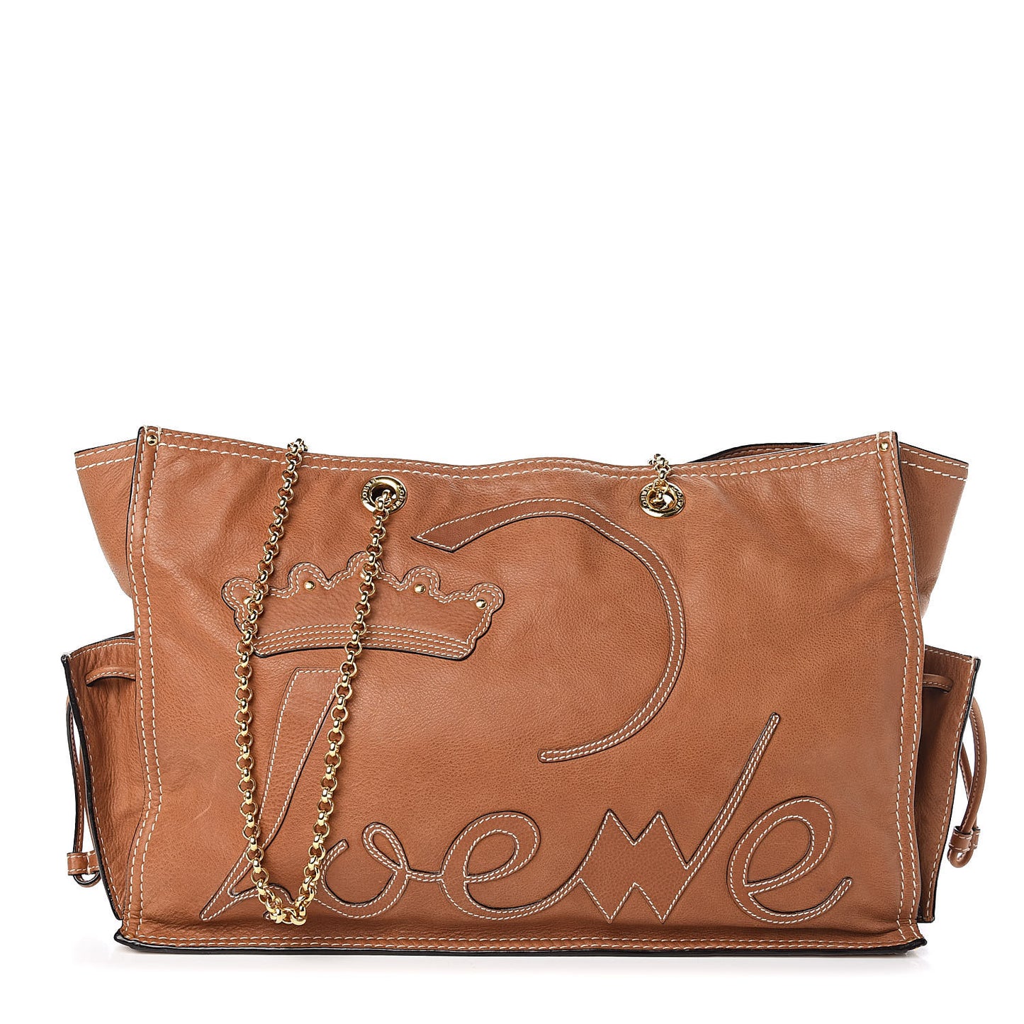 Nappa Chain Logo Shopper Tote Tan