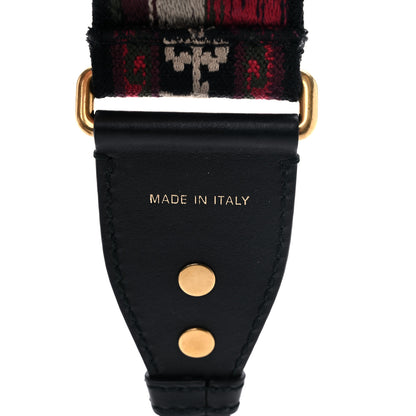 Christian Dior Canvas Embroidered Studded Bohemian Shoulder Strap Red 3 of 4