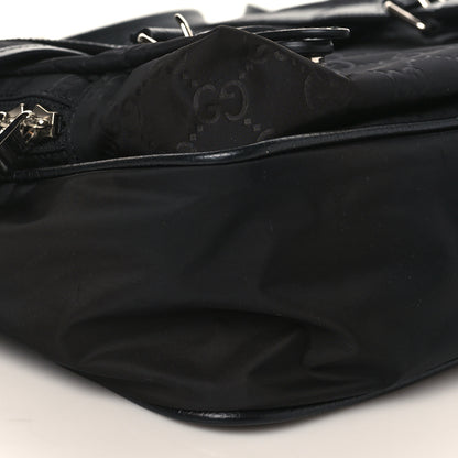 Gucci Nylon Monogram Double Buckle Flap Messenger Bag Black 8 of 9