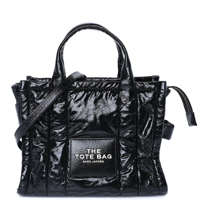 Marc Jacobs Shiny Crinkled Lambskin Medium The Tote Bag Black 1 of 7