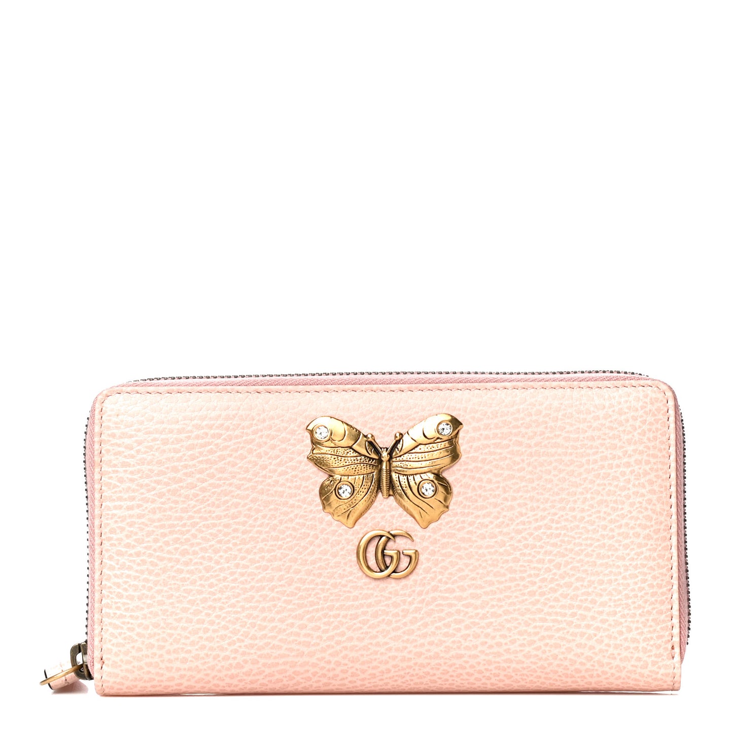 Calfskin Butterfly Farfalla Zip Around Wallet Perfect Pink