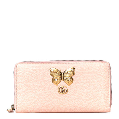 Gucci Calfskin Butterfly Farfalla Zip Around Wallet Perfect Pink 1 of 10