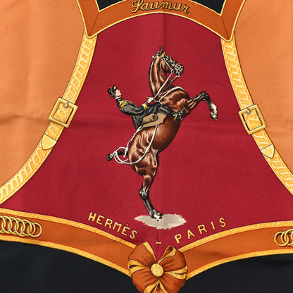 Hermes Silk Les General L'Hotte Scarf 90 Black Rose Marroon 3 of 4