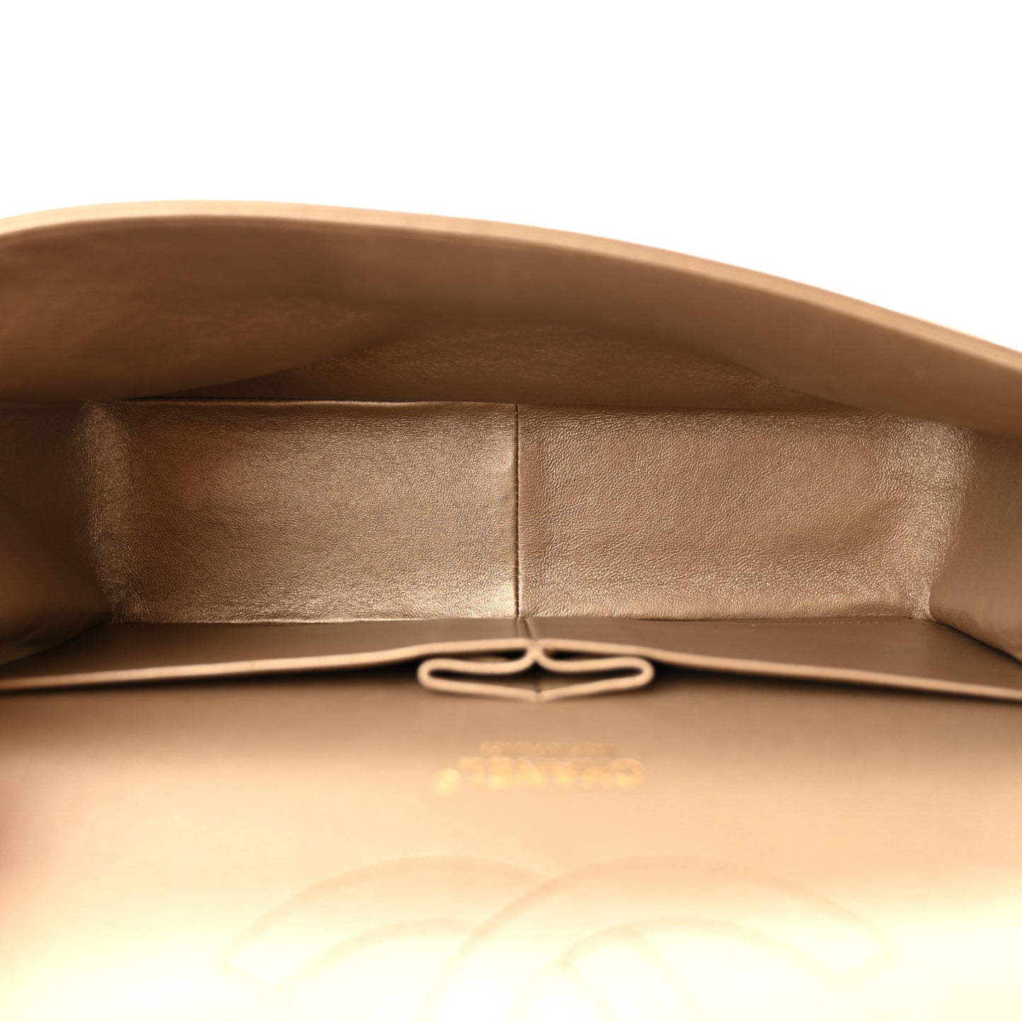 Metallic Lambskin Quilted Jumbo Double Flap Gold