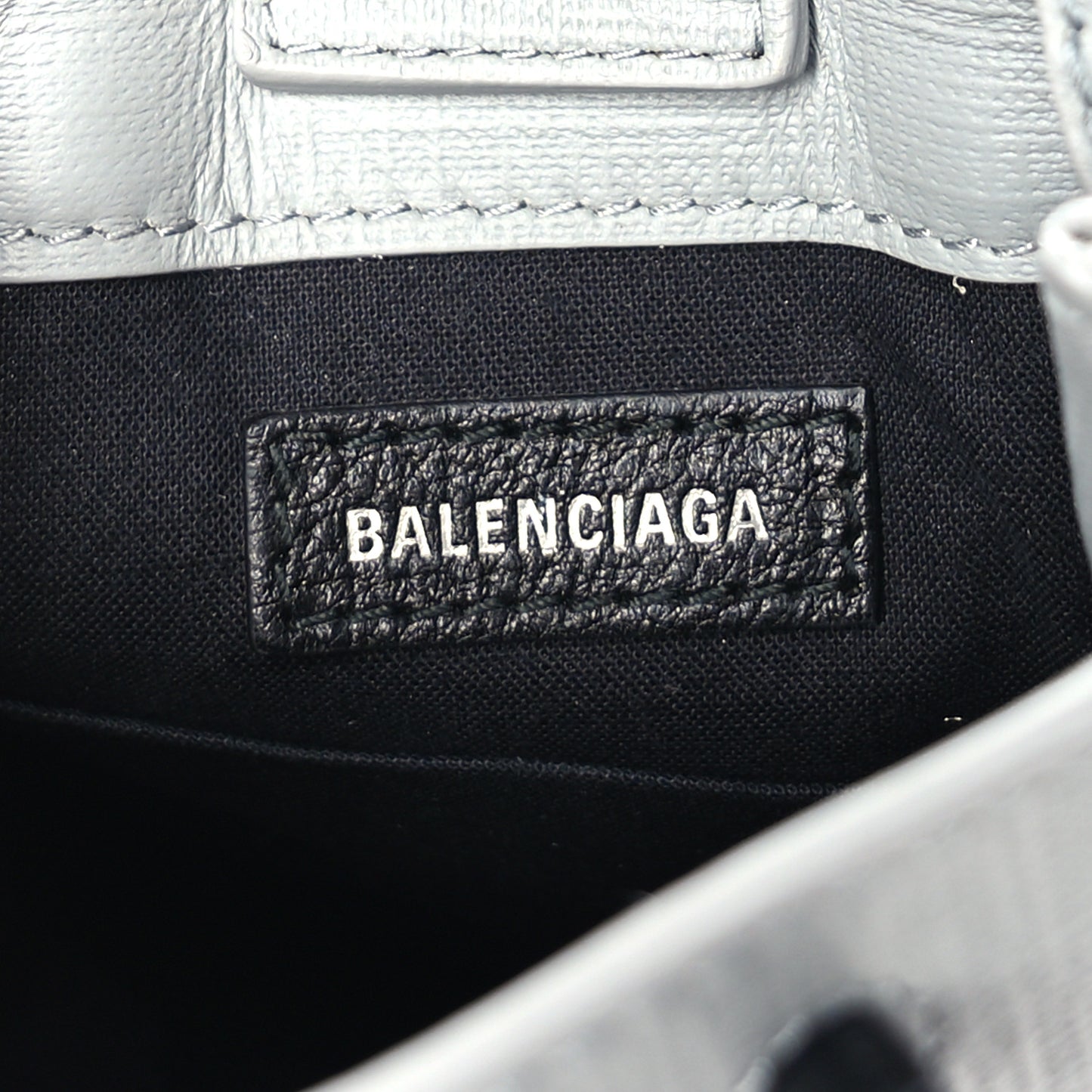 Squared Calfskin Logo Shopping Phone Holder Bag Balenciaga Grey