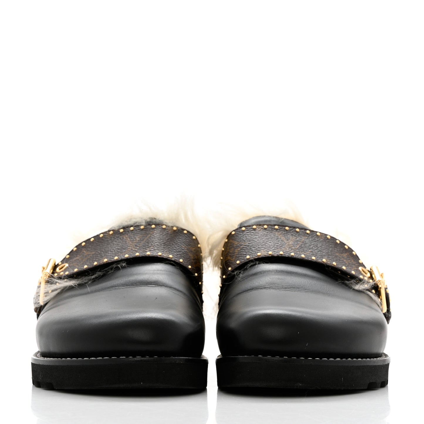 Calfskin Monogram Lambswool Winterbreak Comfort Clogs 37 Black