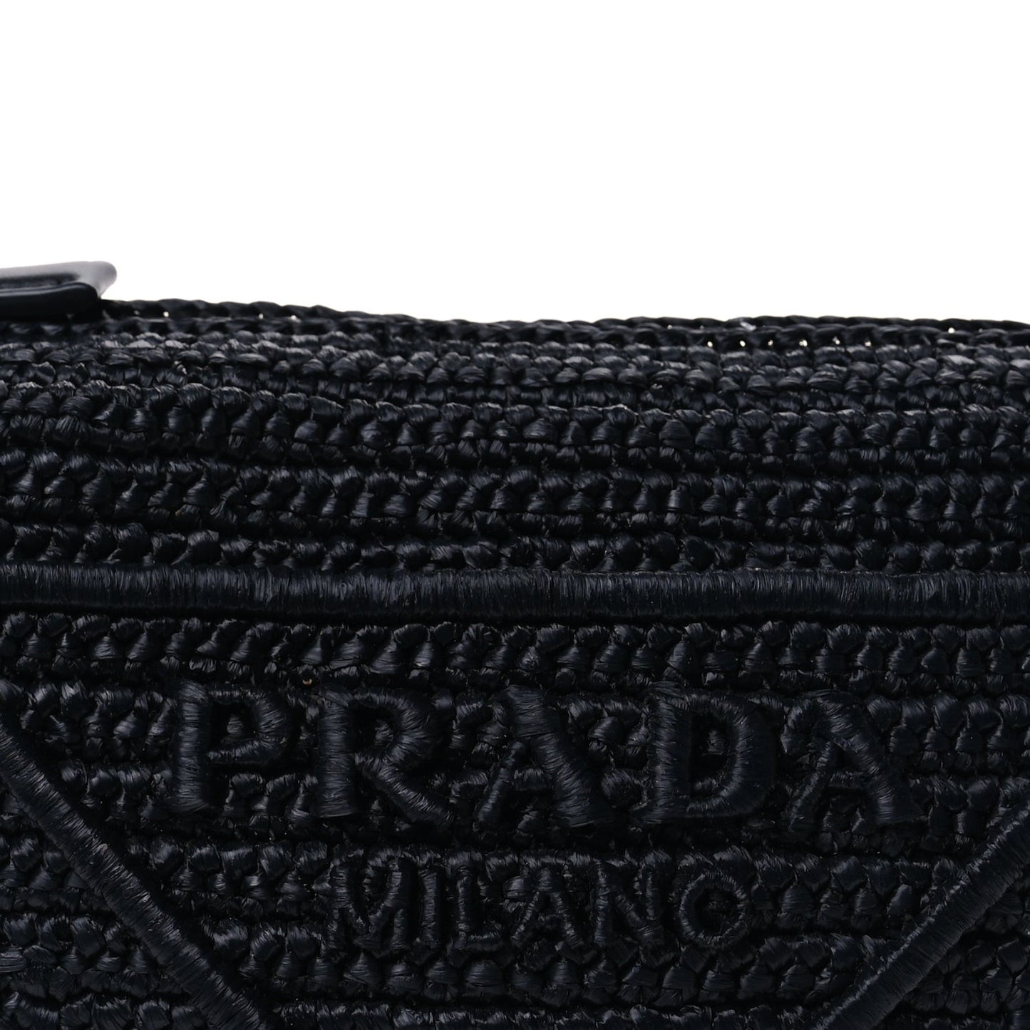 Yarn Raffia Effect Crochet Triangle Shoulder Bag  Black