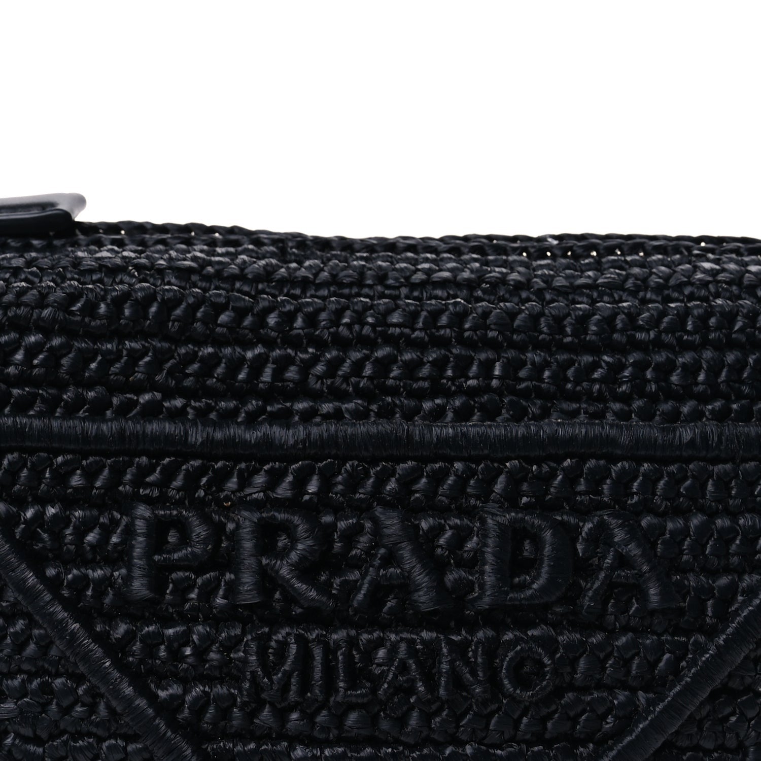 Prada Yarn Raffia Effect Crochet Triangle Shoulder Bag  Black 6 of 8