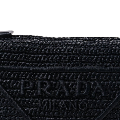 Prada Yarn Raffia Effect Crochet Triangle Shoulder Bag  Black 6 of 8