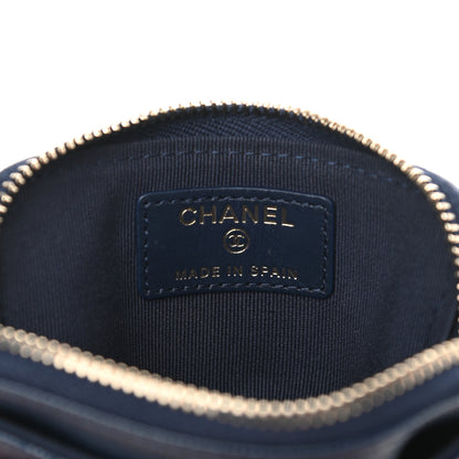 Chanel Caviar Quilted Crystal Zip Card Holder Wallet Navy 6 of 8