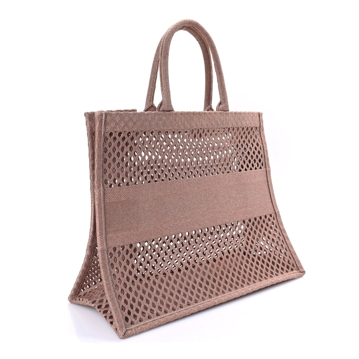 Mesh Embroidered Large Book Tote Clay