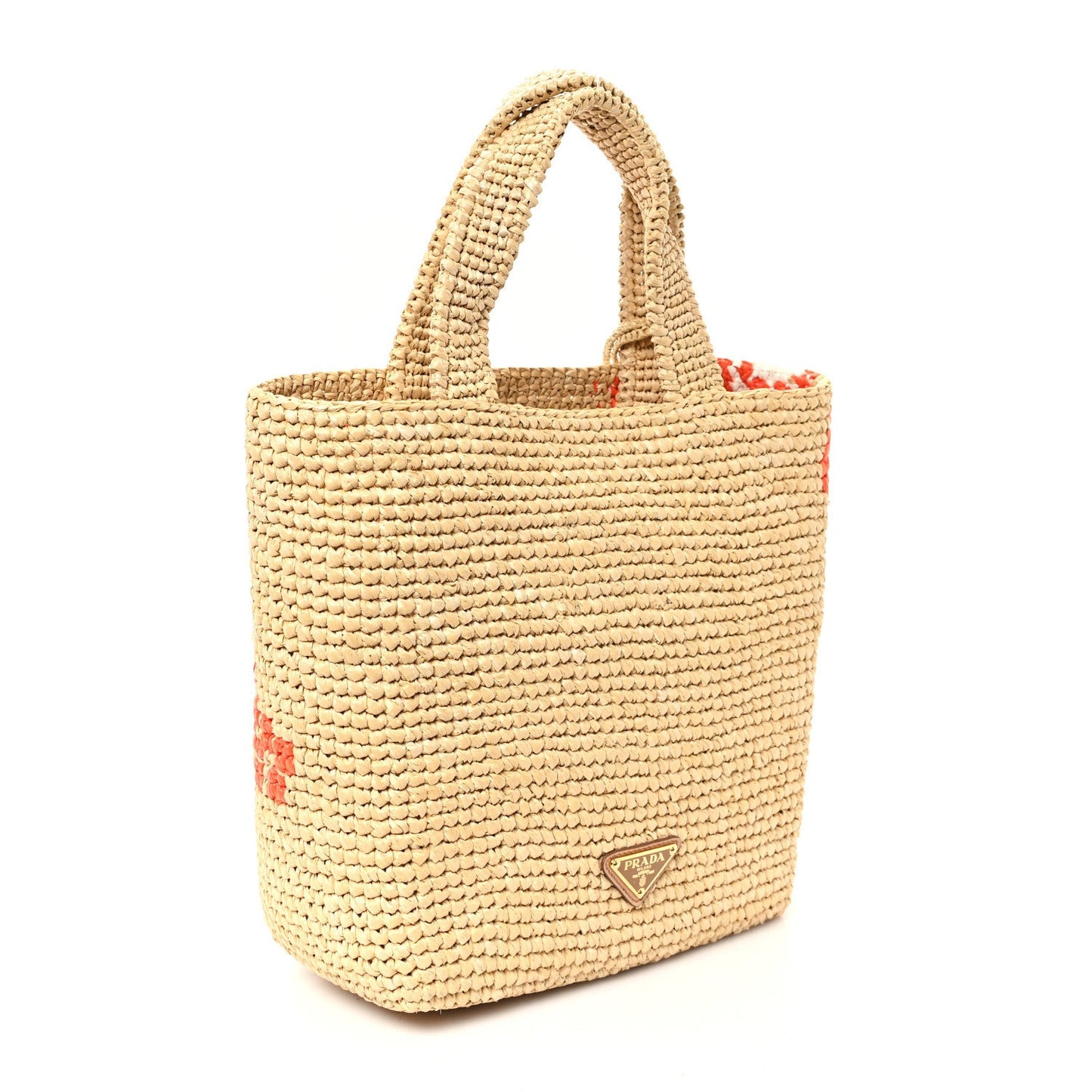 Raffia Floral Small Logo Tote Naturale Arancio Naturale Arancio
