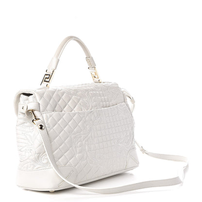 Versace Nappa Barocco Quilted Altea Vanitas Satchel White 3 of 8