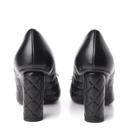Chanel Lambskin Quilted Camellia Pumps 36.5 Black 5 of 10