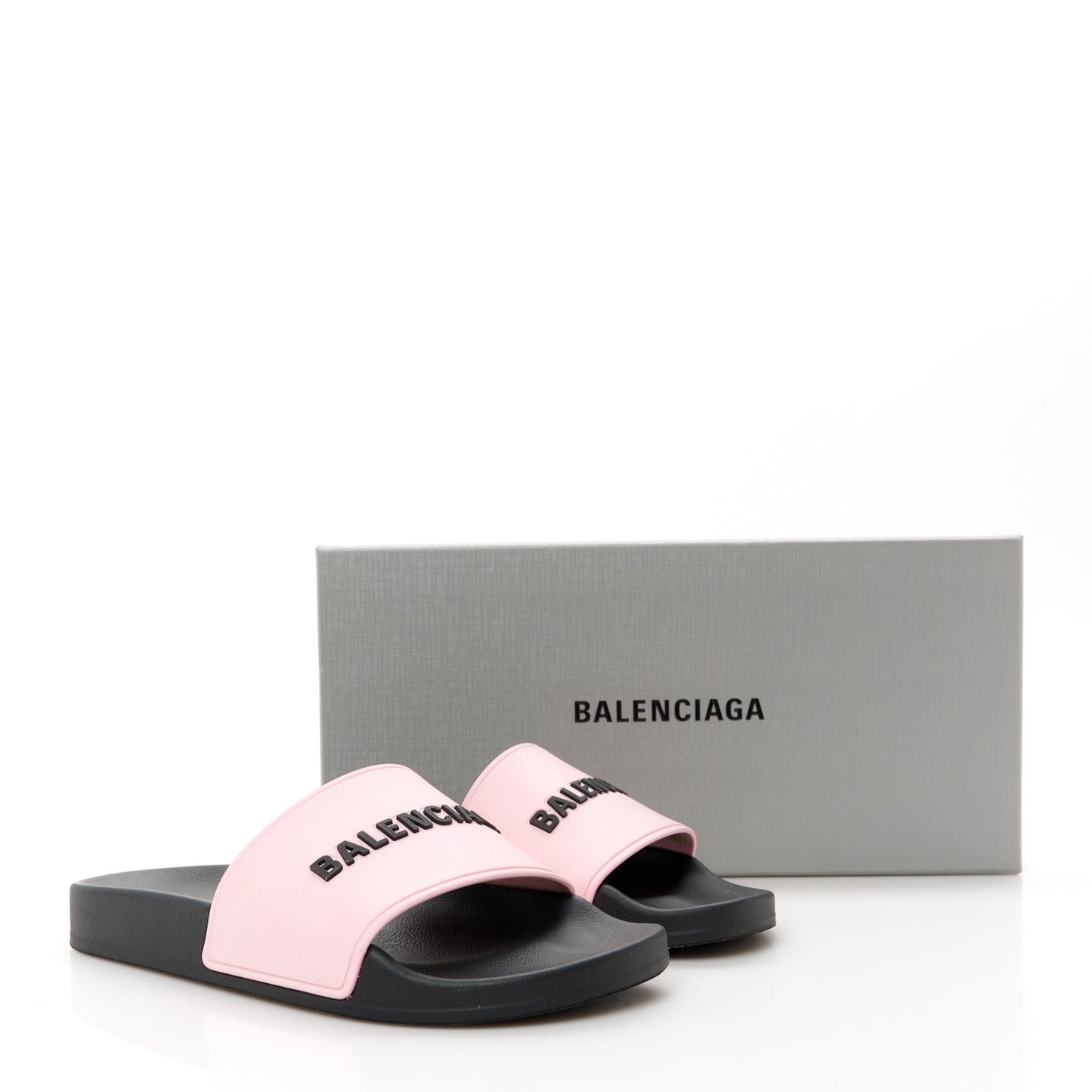 Rubber Logo Womens Pool Slide Sandals 37 Light Pink Black