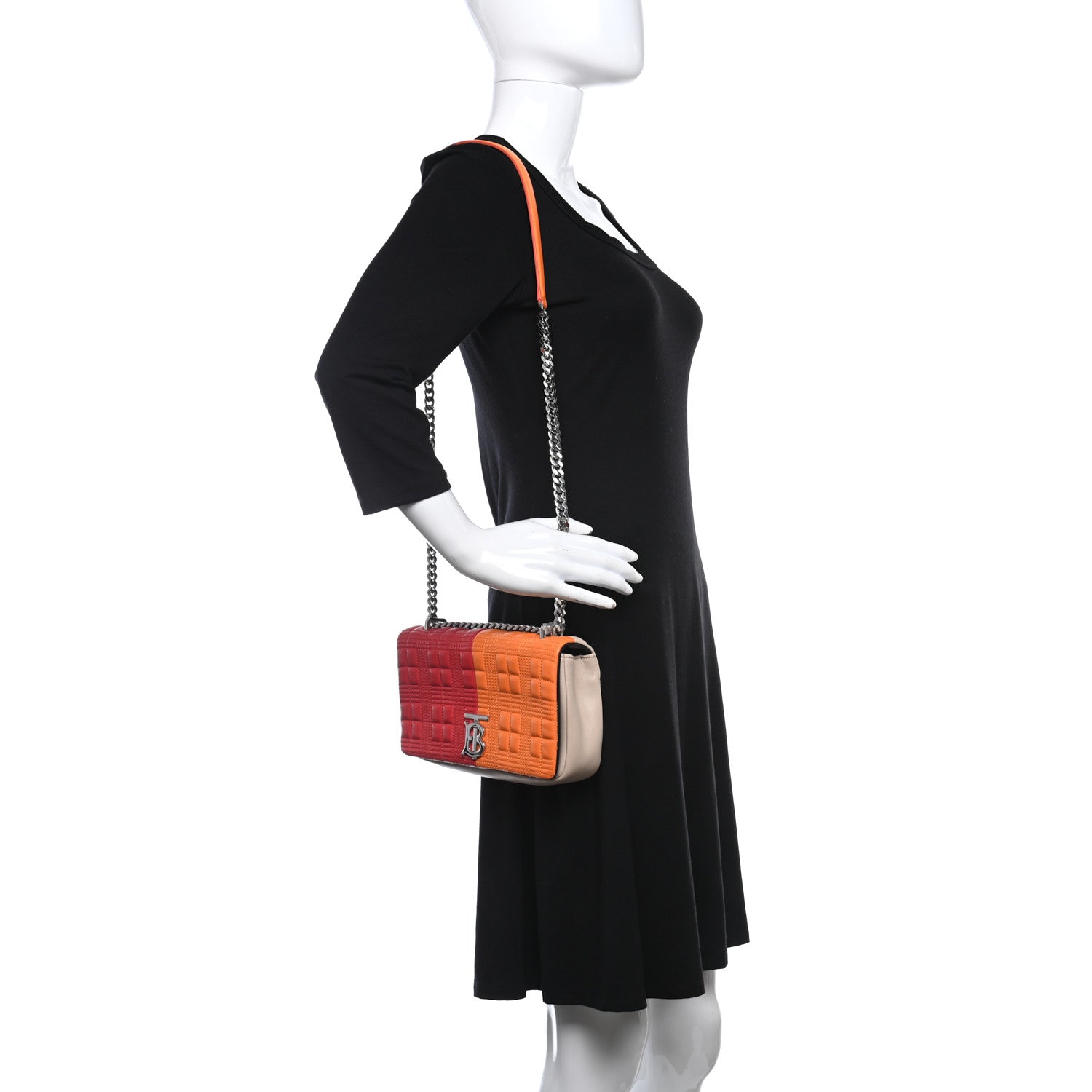 Burberry Lambskin Quilted Small Lola Bag Bright Red Orange 2 of 12