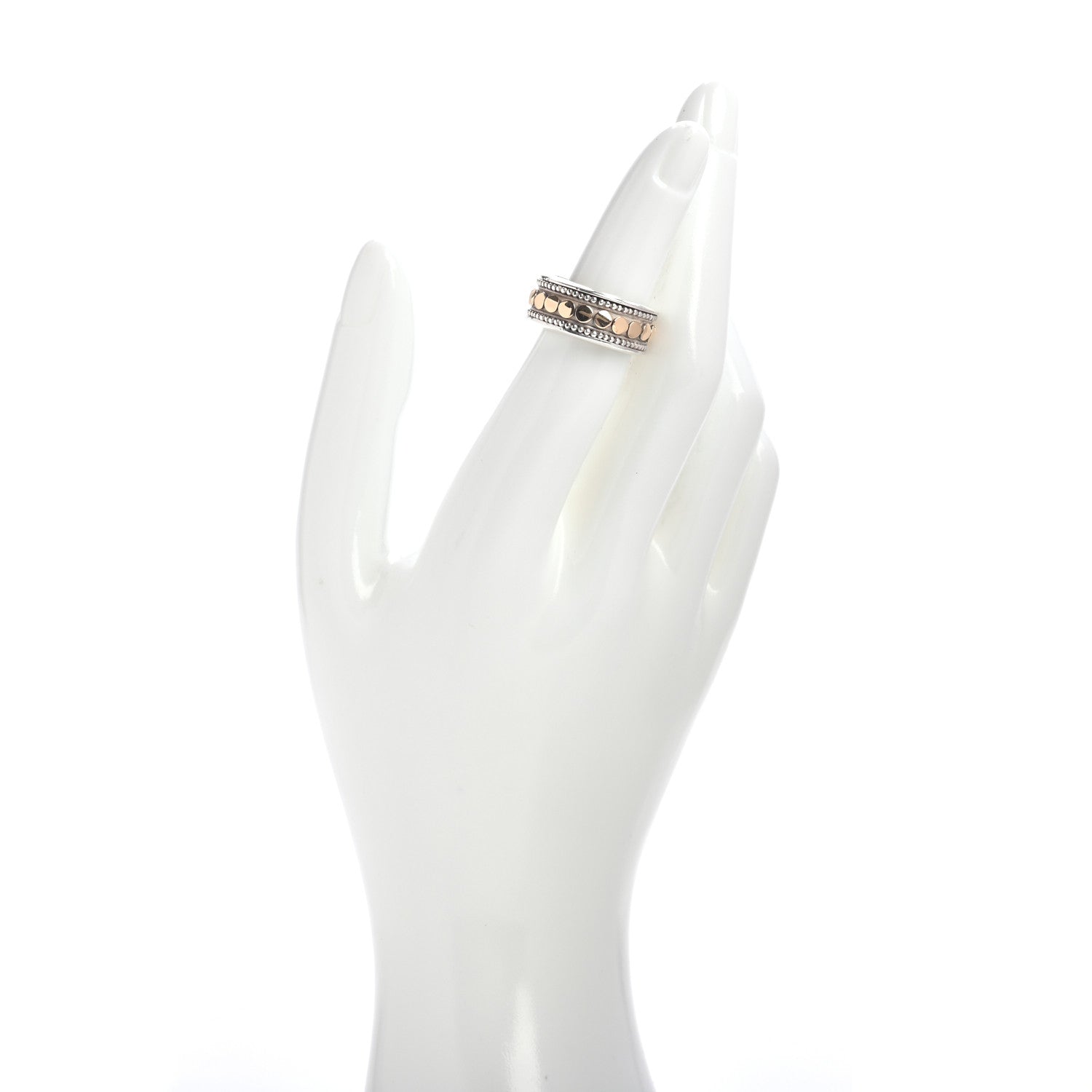 John Hardy Sterling Silver 18K Yellow Gold Dot Band Ring 53 6.5 2 of 4