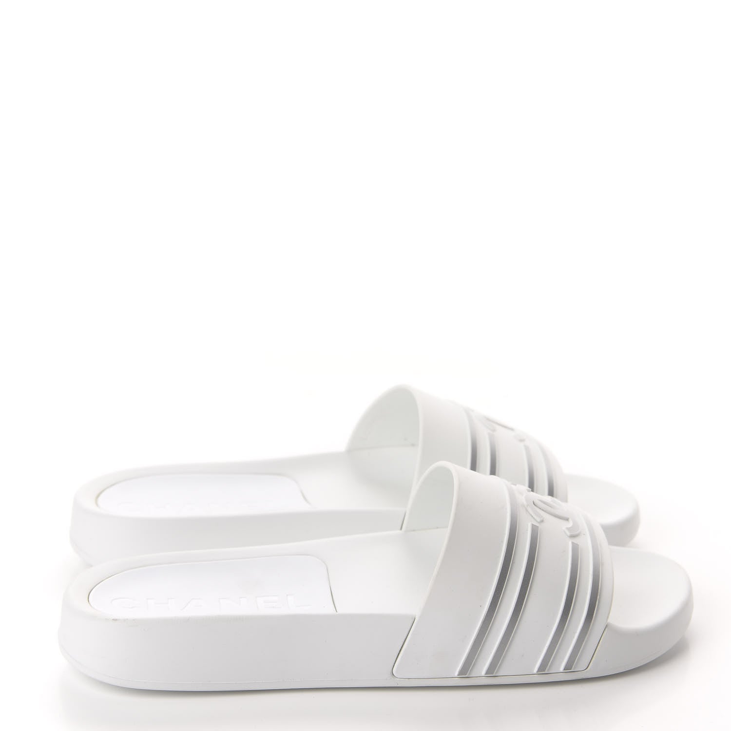 Chanel PVC CC Mules Sandals 38 White Grey 4 of 11
